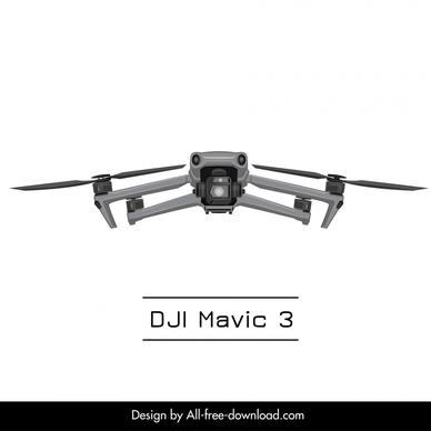 dji mavic 3 drone design element 3d front view  symmetry