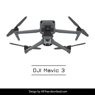 dji mavic 3 drone flycam design element 3d symmetric bottom view