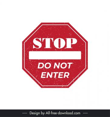 do not enter sign template flat classical octagonal shape 
