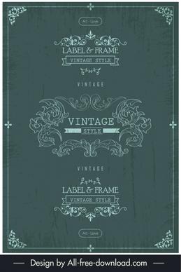 document cover template symmetric vintage frames  
