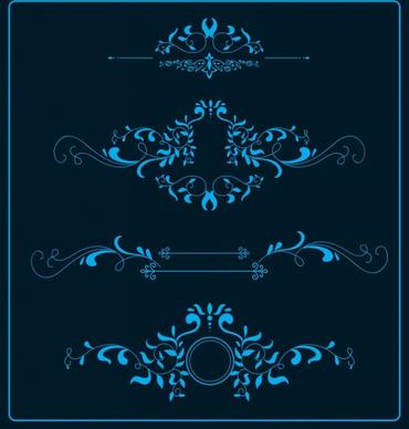 document decorative design elements classical dark blue curves