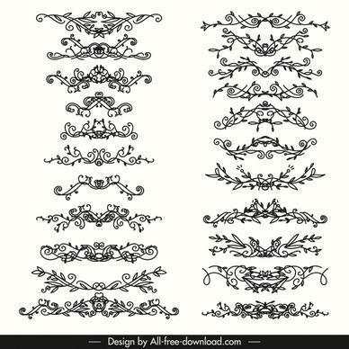 document decorative elements collection classic symmetric seamless shapes