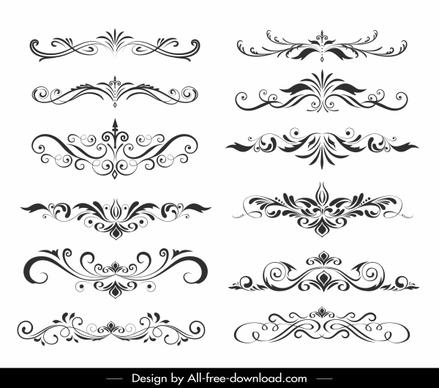 document decorative elements elegant classical symmetrical curves