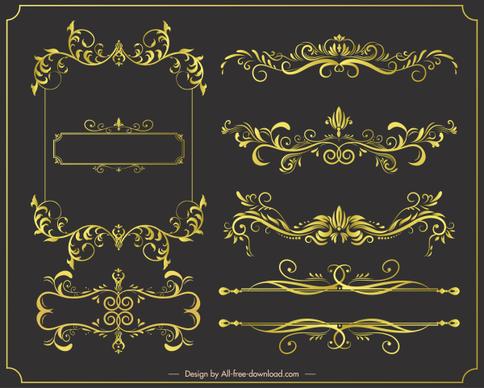 document decorative elements elegant golden symetric seamless curves