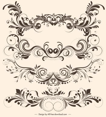 document decorative elements elegant vintage symmetric curves