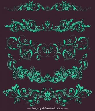 document decorative elements green symmetrical swirled design