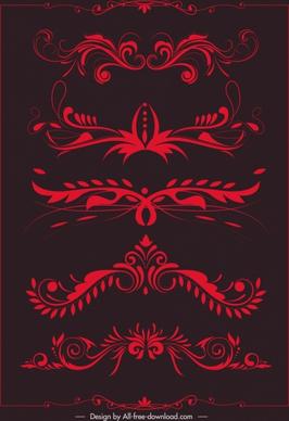 document decorative elements red symmetrical curves sketch