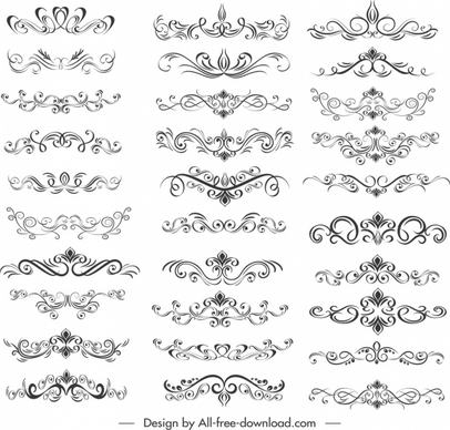 document decorative templates collection elegant shapes symmetric curves