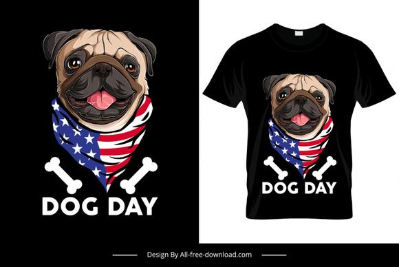 dog day tshirt template cute dogs usa flag bones sketch