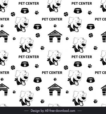  dog elements pattern cute black white flat repeating design