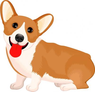 dog icon cute colored cartoon character