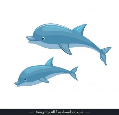 dolphin animals design elements dynamic cute cartoon