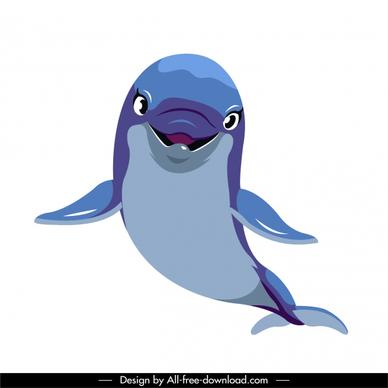 dolphin icon cute sketch cartoon character colored design