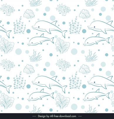   dolphin pattern repeating handdrawn outline