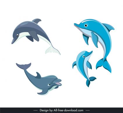 dolphin swimming collection dynamic cartoon 
