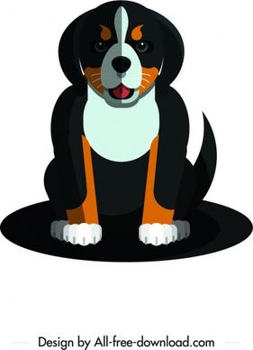 domestic dog icon black brown design cartoon character