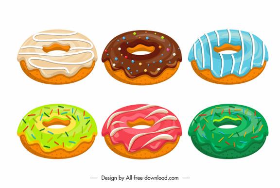 donuts design elements colorful tasty sketch