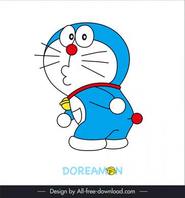 doreamon character icon cute handdrawn cartoon outline 