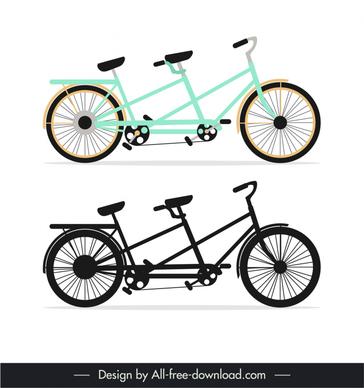 double traffic bicycle icons flat sketch