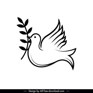dove icon black white flat handdrawn outline