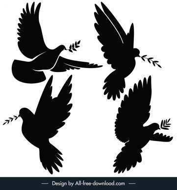 dove of peace design elements flat dynamic silhouettes sketch