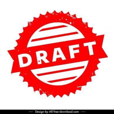 draft stamp sign template flat serrated circle striped lines