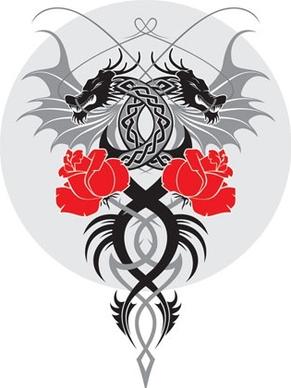 Dragon and the Rose Vector