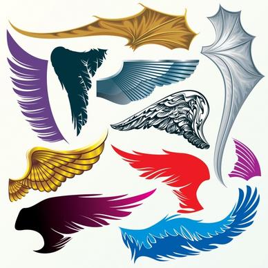 wing icons template shiny colored modern design