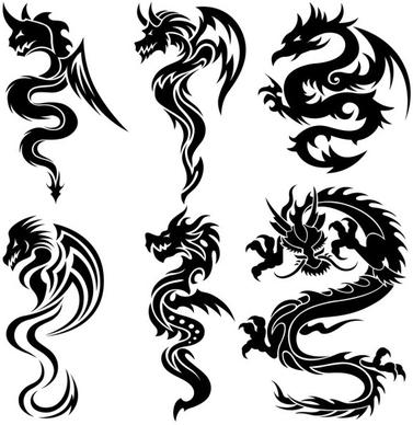 dragonshaped pattern 07 vector