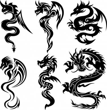 dragonshaped pattern silhouette pattern vector