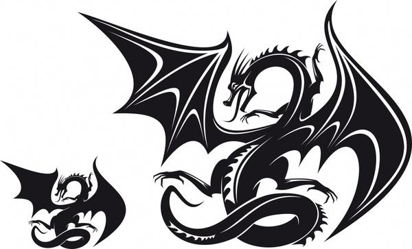 dragonshaped pattern silhouette pattern vector