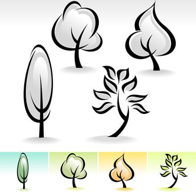 drawing cute tree vector graphics