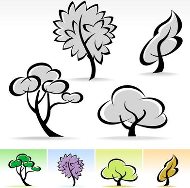 drawing cute tree vector graphics