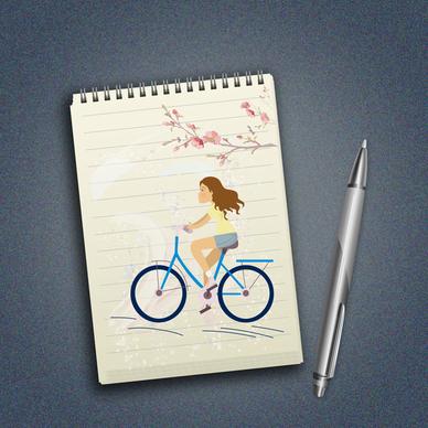 drawing paper and pen realistic vector illustration