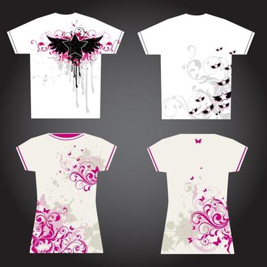 woman tshirt templates grunge floral cures decor