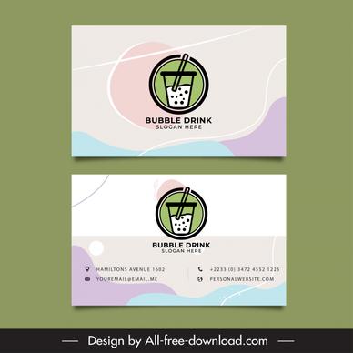 drink business card template flat classical curves circle cup straw decor