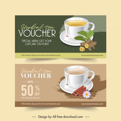 drink voucher templates elegant classic tea cup ginger cinnamon design 
