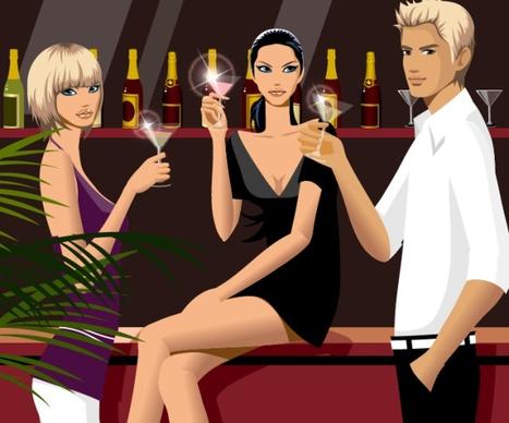 drinking men and women vector fashion