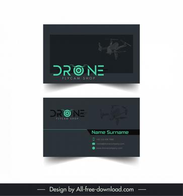 drone business card template dark modern stylized text