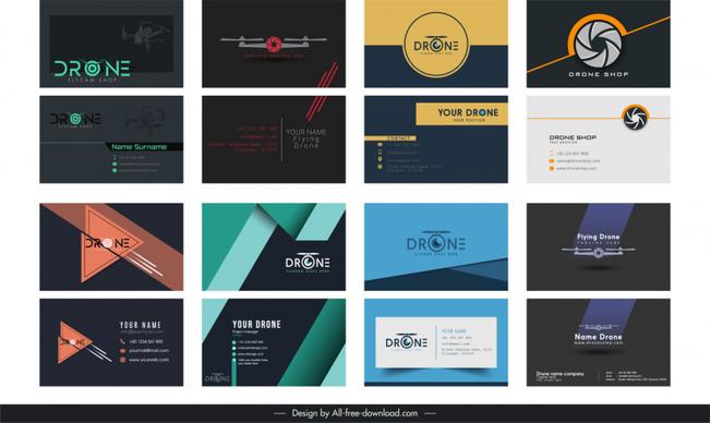 drone business card templates collection  dark elegance
