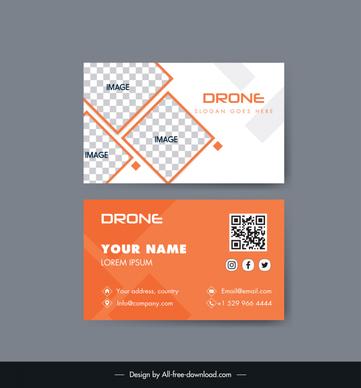 drone business cards template geometric decor