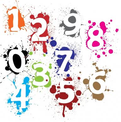 numeral background colorful flat grunge decor