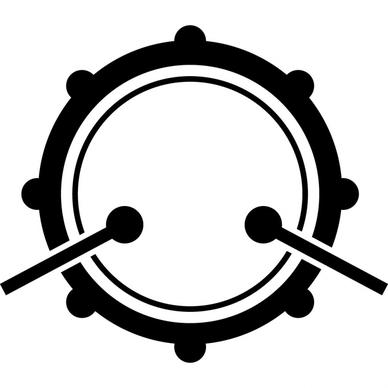 drum instrument sign icon flat contrast black white outline 