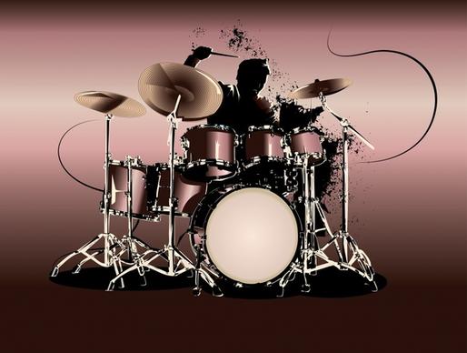 drum music icon dynamic grunge silhouette modern design