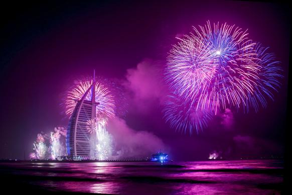 dubai festive picture sparkling fireworks scene 