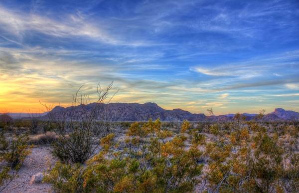 dusk on the desert hills at big bend national park texas