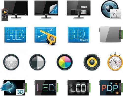 technology icons shiny modern symbols sketch