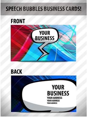 business card template speech bubble decor dynamic handdrawn