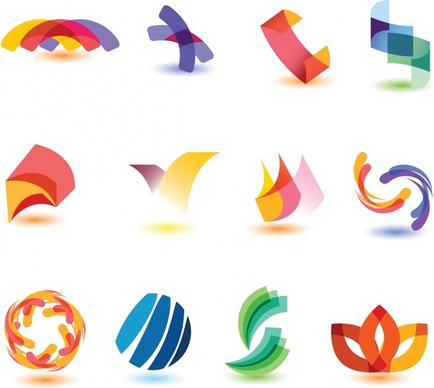 decorative elements icons modern colorful dynamic 3d shapes