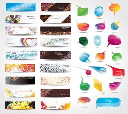 dynamic colorful banner and dialog boxes vector